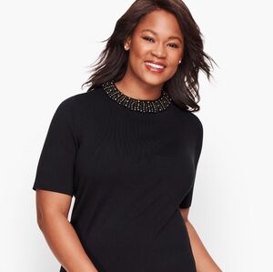 Talbots Embellished Black Women's Sweater Top
